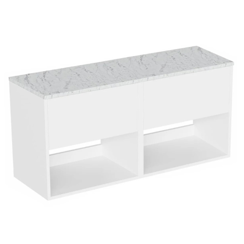 Cut out image of the Britton Hackney Glossy White 1000mm Double Wall Hung Vanity Unit & Worktop
